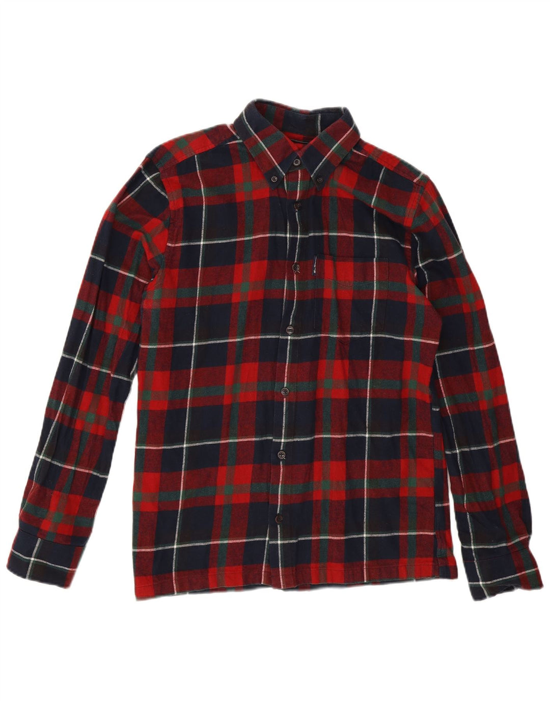 Camisa masculina de flanela Ben Sherman pequena algodão xadrez azul marinho