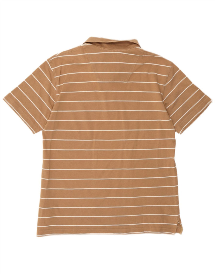 Camisa polo masculina Diadora médio bege listrado algodão