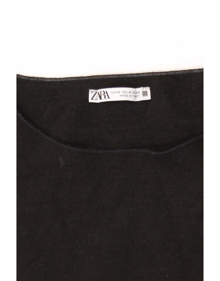Zara Top curto feminino UK 12 médio preto