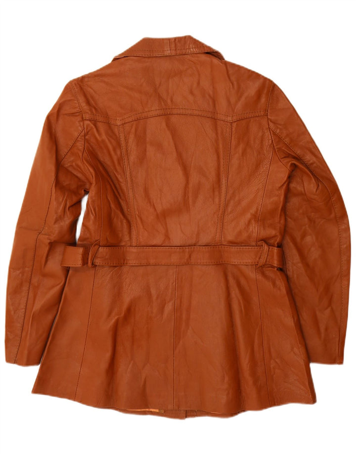 Jaqueta de couro feminina vintage Reino Unido 14 couro marrom médio