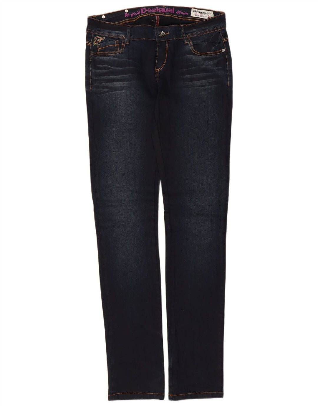 Desigual Jeans Slim Feminino W30 L32 Azul Marinho Algodão