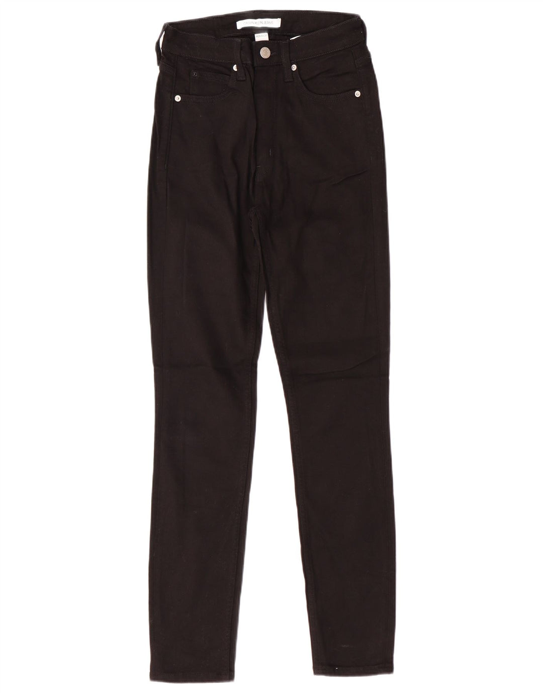 CALVIN KLEIN Calça jeans feminina cintura alta justa W26 L30 algodão preto