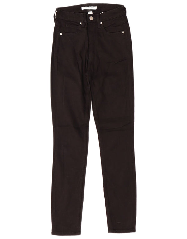 CALVIN KLEIN Calça jeans feminina cintura alta justa W26 L30 algodão preto