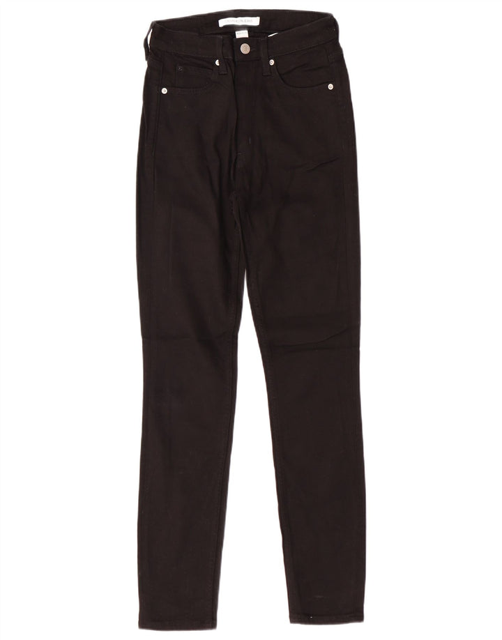 CALVIN KLEIN Calça jeans feminina cintura alta justa W26 L30 algodão preto