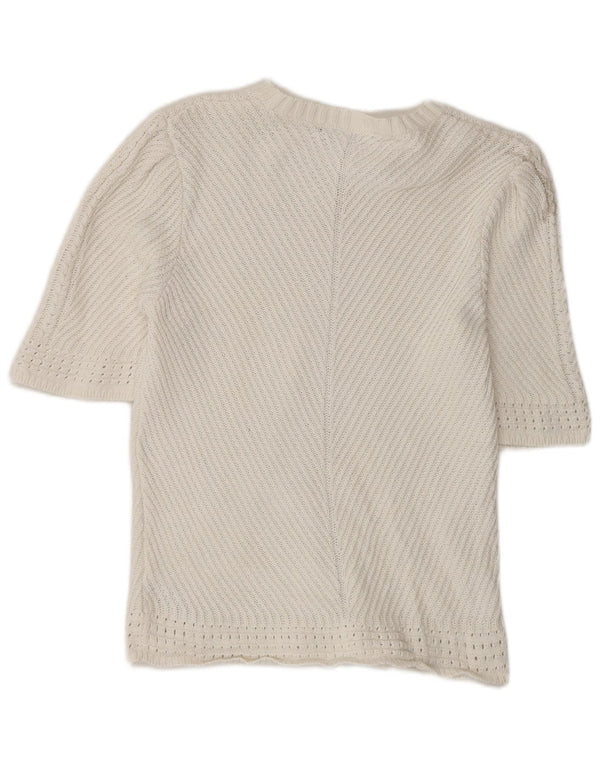 Suéter feminino Marks & Spencer com gola canoa UK 14 médio off white