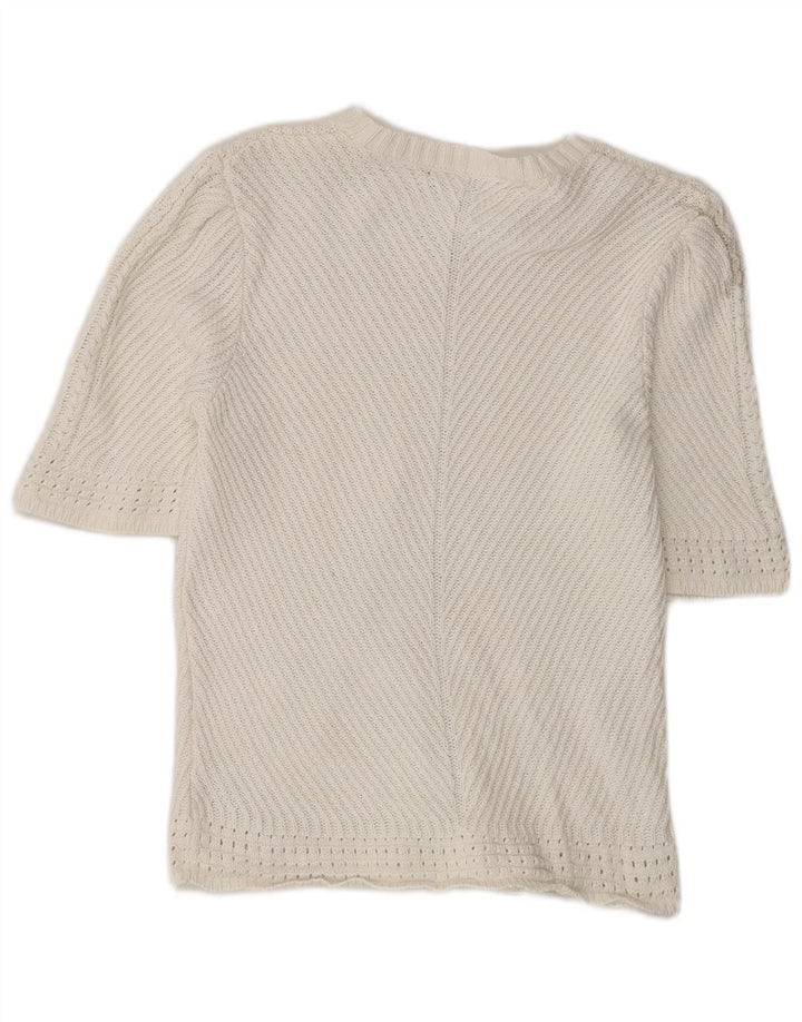 Suéter feminino Marks & Spencer com gola canoa UK 14 médio off white