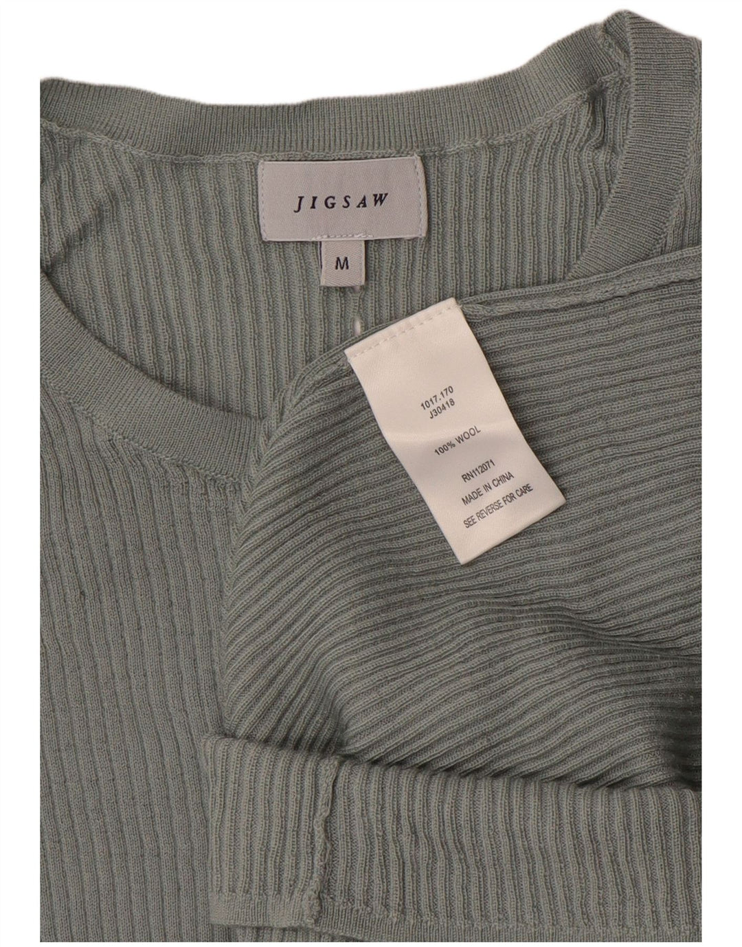 JIGSAW Suéter feminino com gola canoa Reino Unido 12 lã cinza médio