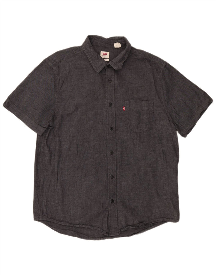 Camisa masculina de manga curta padrão LEVI'S grande algodão cinza