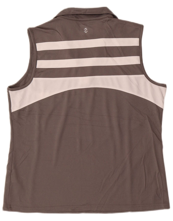 Camisa polo feminina sem mangas IZOD Reino Unido 18 XL cinza colorblock poliéster