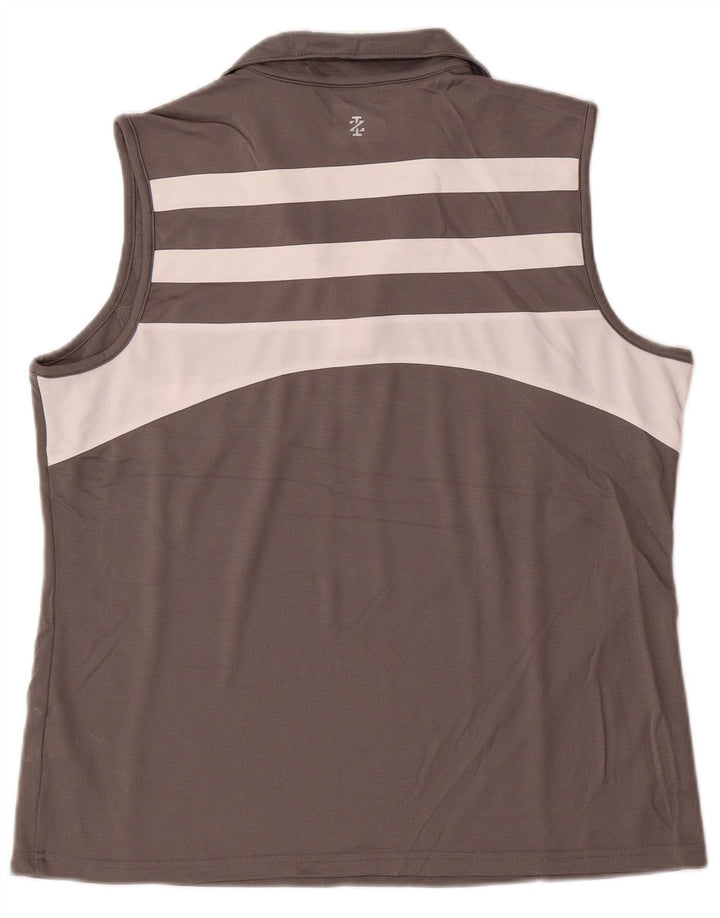 Camisa polo feminina sem mangas IZOD Reino Unido 18 XL cinza colorblock poliéster