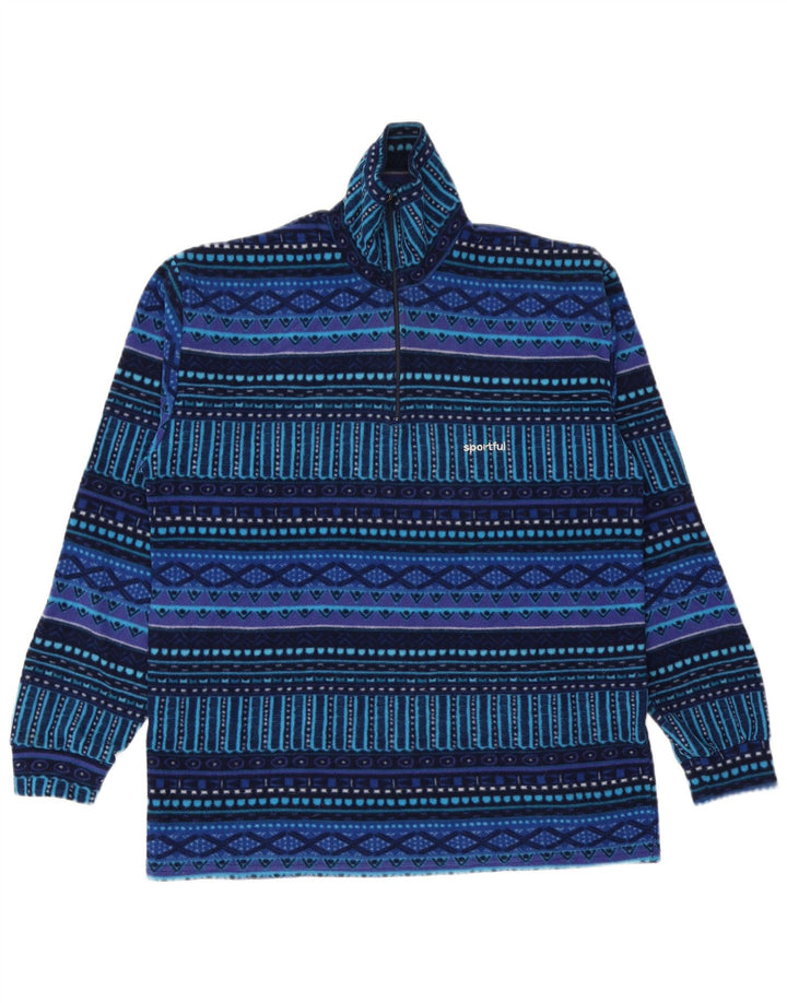 Sportful masculino com zíper e gola em ponte de lã IT 50 poliéster geométrico azul médio