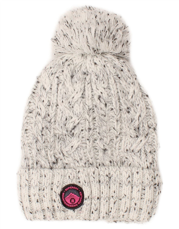 Gorro feminino Superdry tricotado em malha tamanho único cinza manchado acrílico