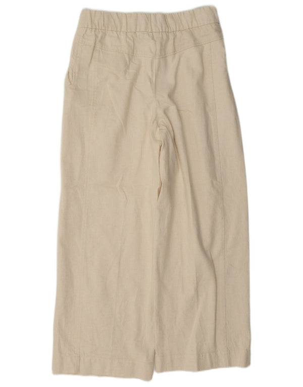 Zara Calça feminina casual cintura alta com pregas XS W24 L26 algodão bege