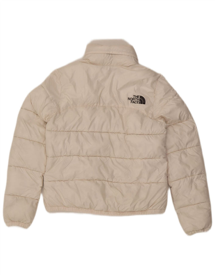 Jaqueta acolchoada com capuz feminina The North Face UK 10 poliéster branco pequeno