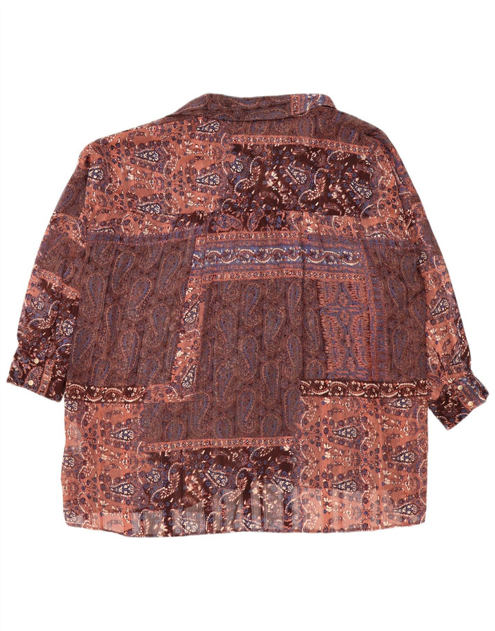 Zara blusa feminina oversized Reino Unido 14 médio paisley multicolorido