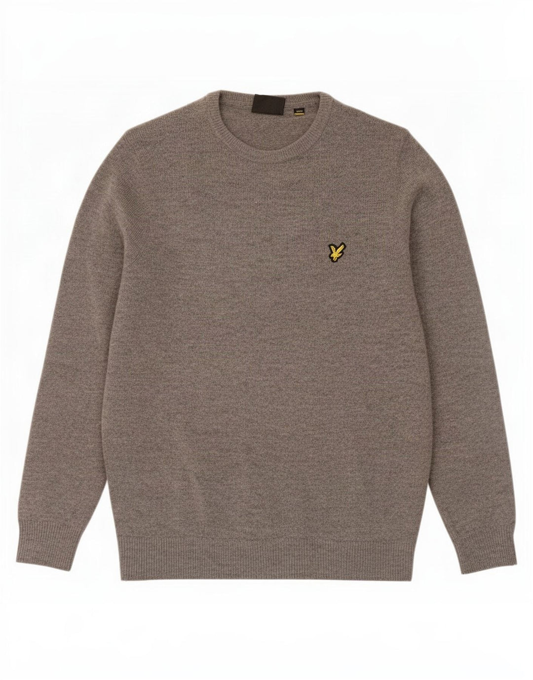 Suéter masculino Lyle & Scott com gola redonda e lã de carneiro manchada cinza médio