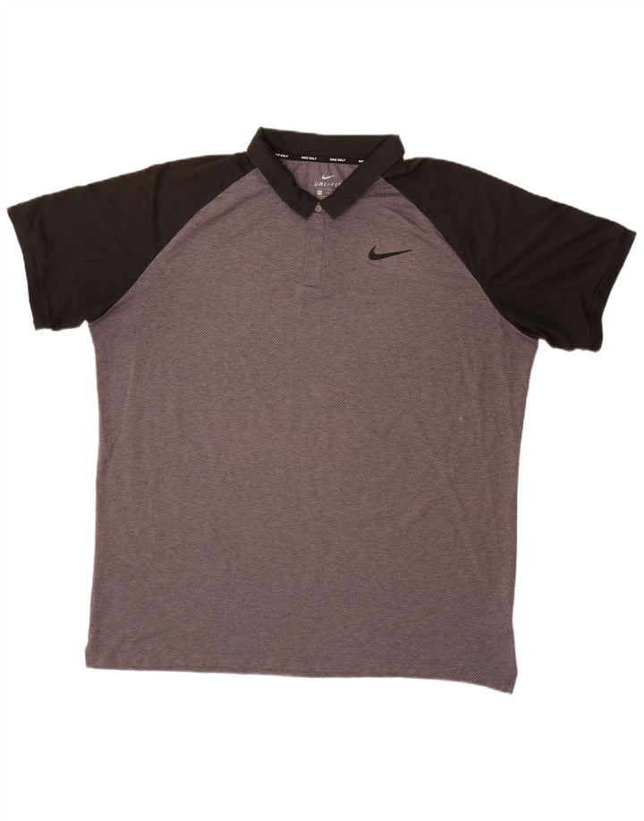 Camisa polo masculina NIKE Dri Fit XL cinza colorblock poliéster