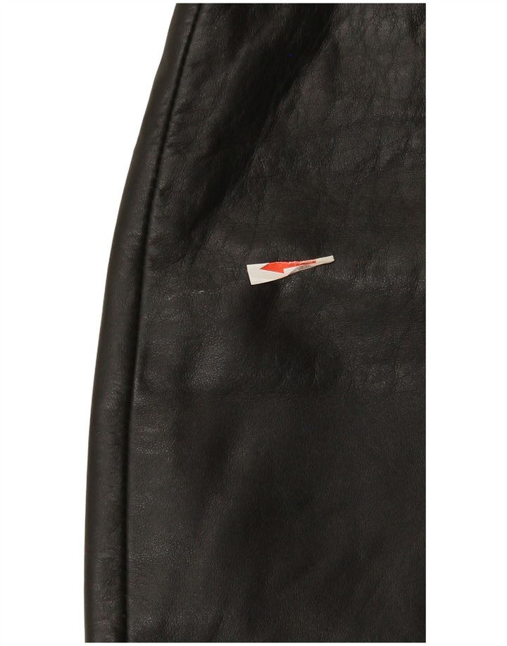 Mini saia de couro feminina vintage IT 44 médio W26 couro preto