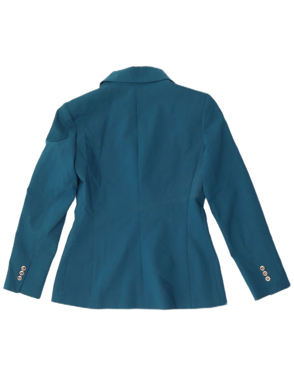 Jaqueta blazer feminina Zara com peito duplo Reino Unido 12 poliéster azul médio