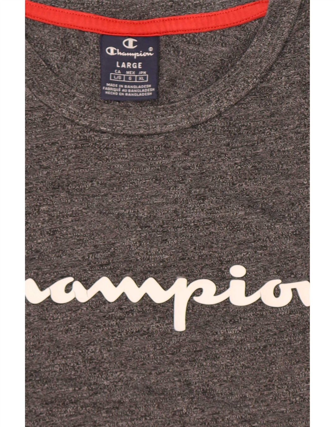 Camiseta masculina estampada Champion grande cinza manchado