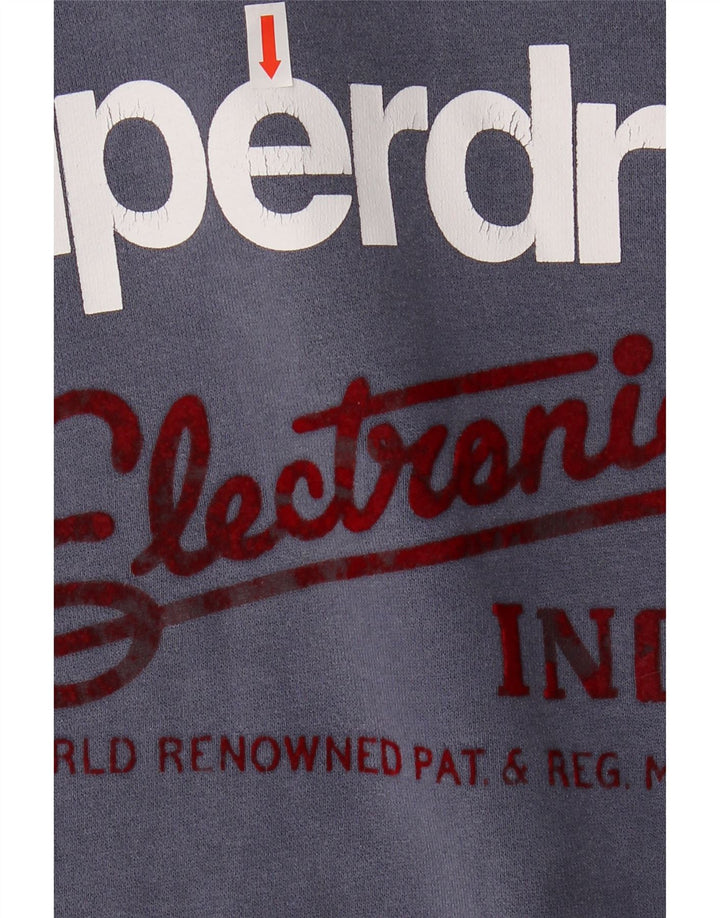 Jumper com capuz gráfico feminino SUPERDRY Reino Unido 16 grande bloco colorido azul marinho