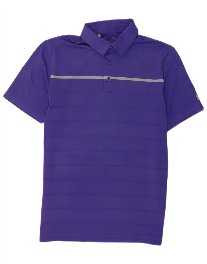 Camisa polo masculina Under Armour pequena listrada roxa de poliéster