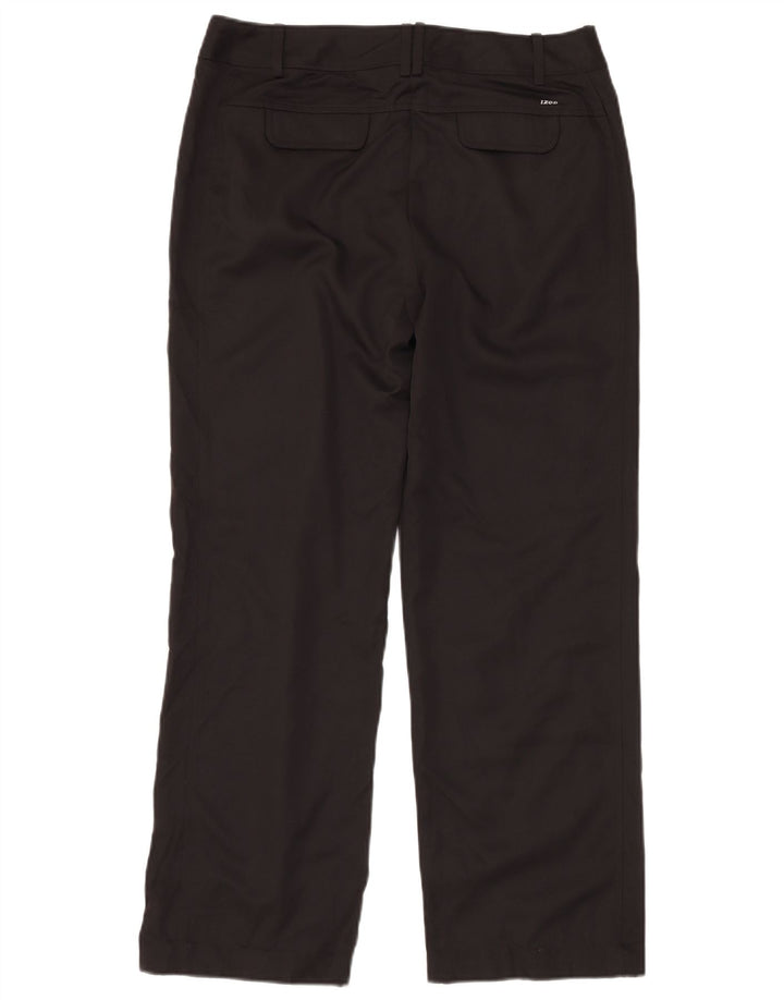 Calça chino feminina IZOD reta US 10 grande W32 L30 poliéster preto