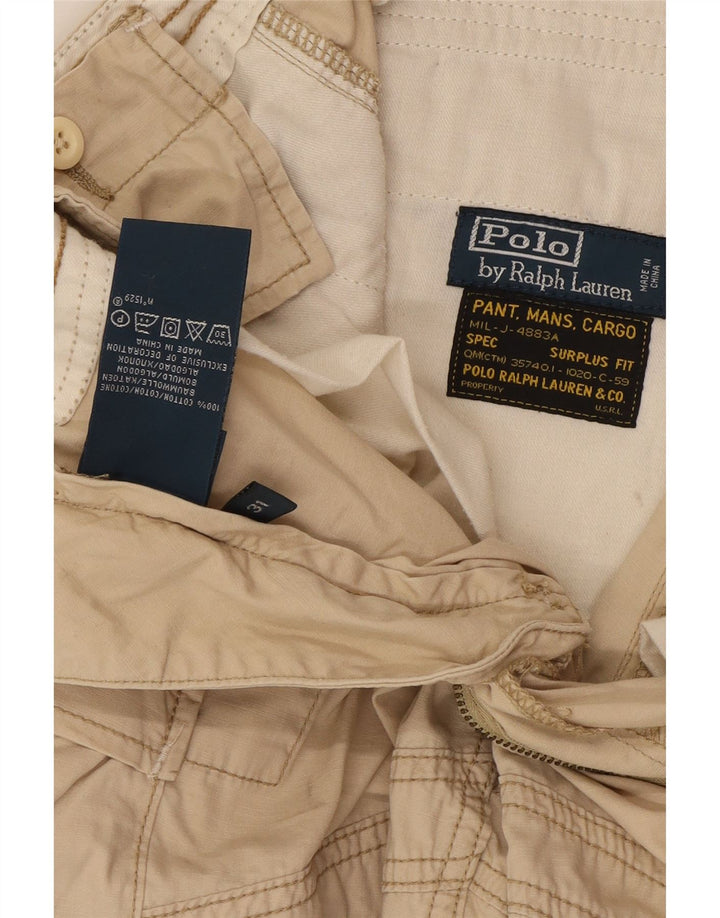 Polo Ralph Lauren Mens Cargo Shorts W31 Algodão Bege Médio