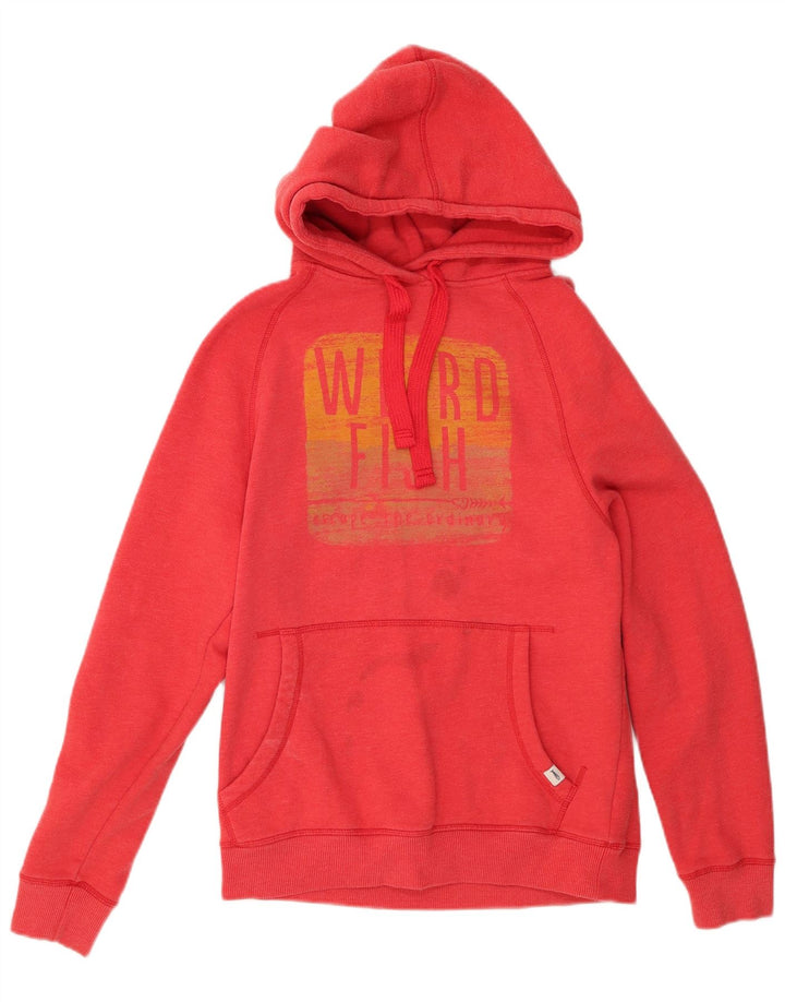 WEIRD FISH Mens gráfico moletom com capuz pequeno algodão vermelho