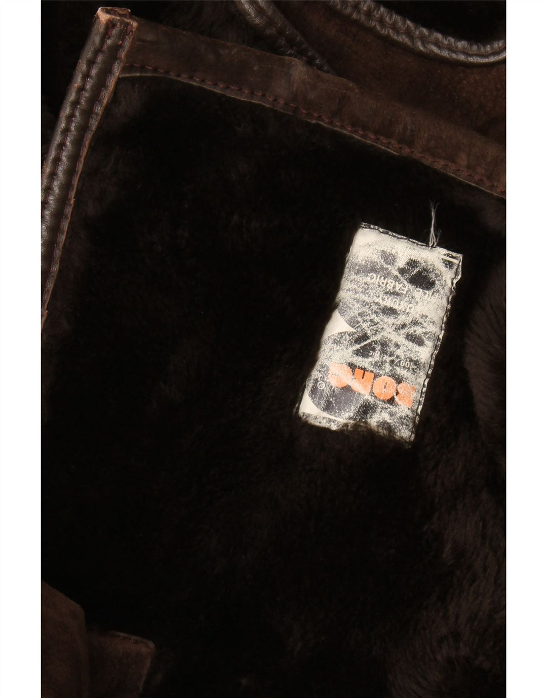 Casaco masculino vintage sherpa com peito duplo Reino Unido 10 pequeno marrom