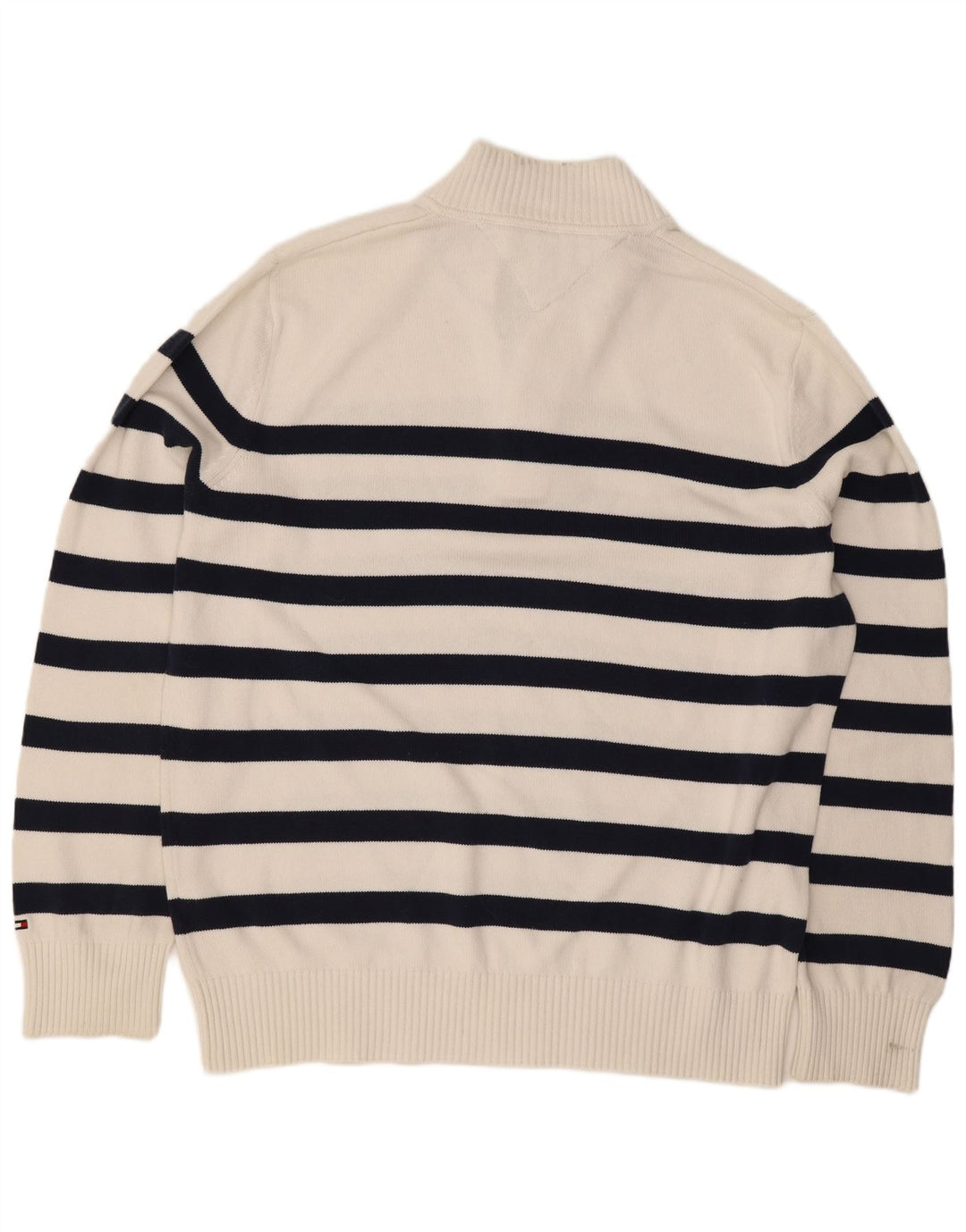 Suéter masculino Tommy Hilfiger com gola redonda e listrado branco grande