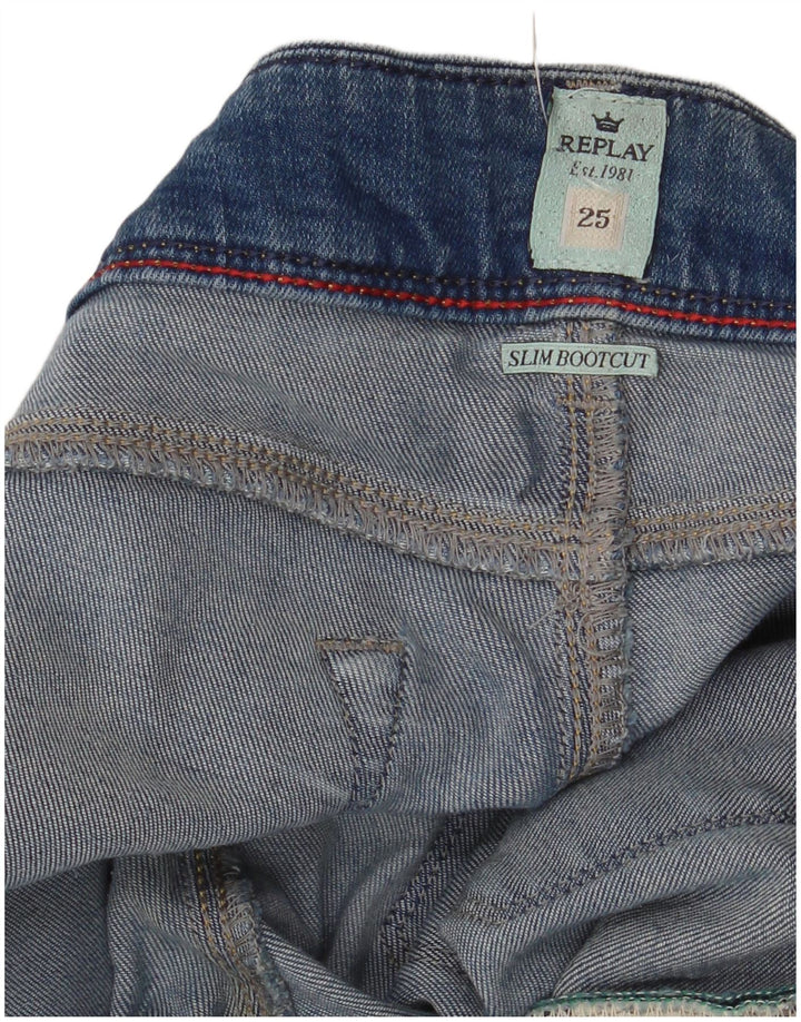 Replay Jeans feminino slim bootcut W25 L32 azul