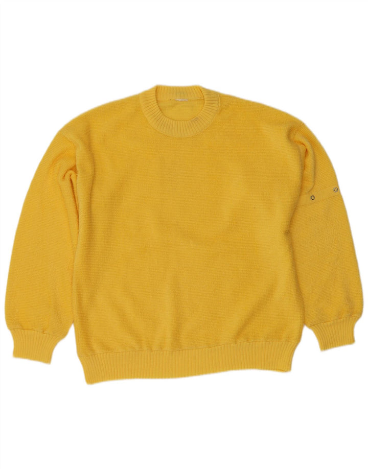 Suéter vintage masculino com gola redonda pequeno amarelo