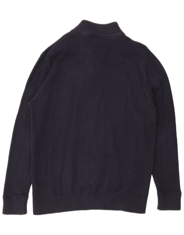 Crew Clothing Mens Suéter Jumper com Pescoço Zip XL Azul Marinho Algodão