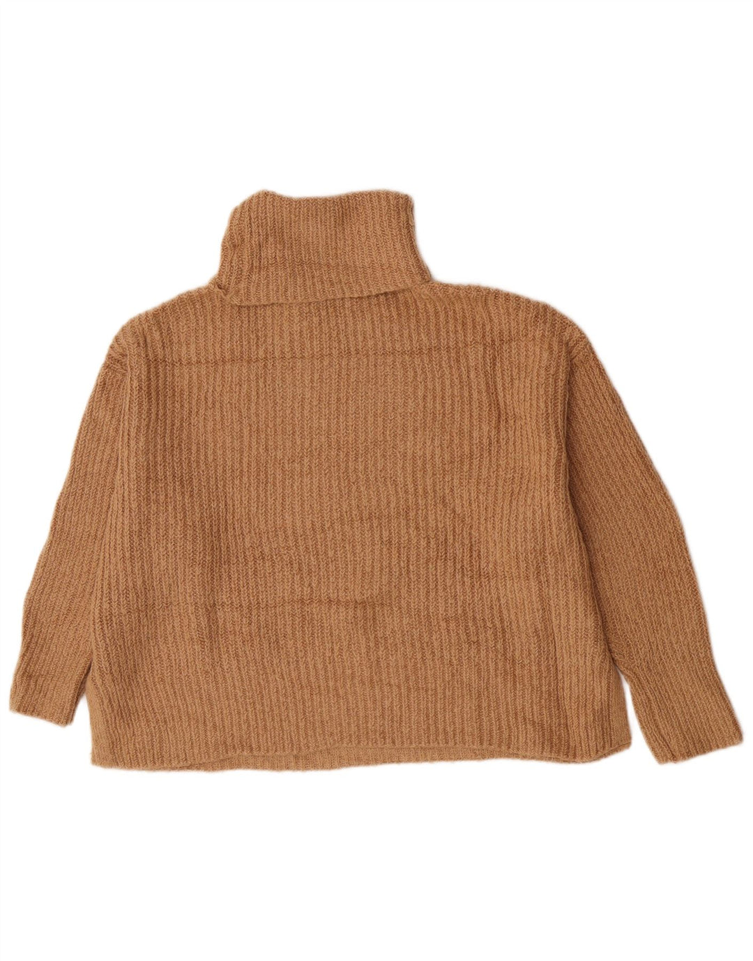 Zara Suéter feminino oversized com gola redonda Reino Unido 10 pequeno bege acrílico