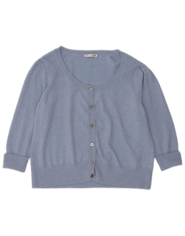 Suéter cardigã feminino Marks & Spencer UK 22 3XL caxemira azul