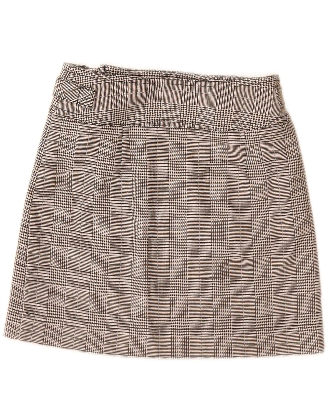 Mini saia feminina Topshop UK 6 XS W24 poliéster xadrez cinza