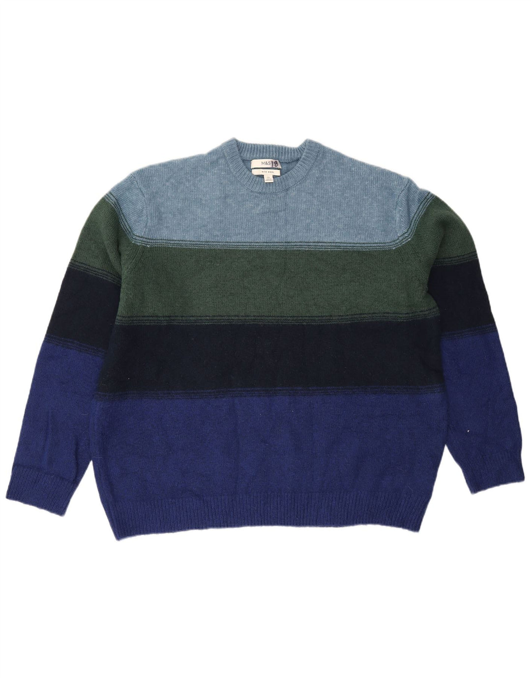 Suéter masculino Marks & Spencer com gola redonda 2XL listrado multicolorido