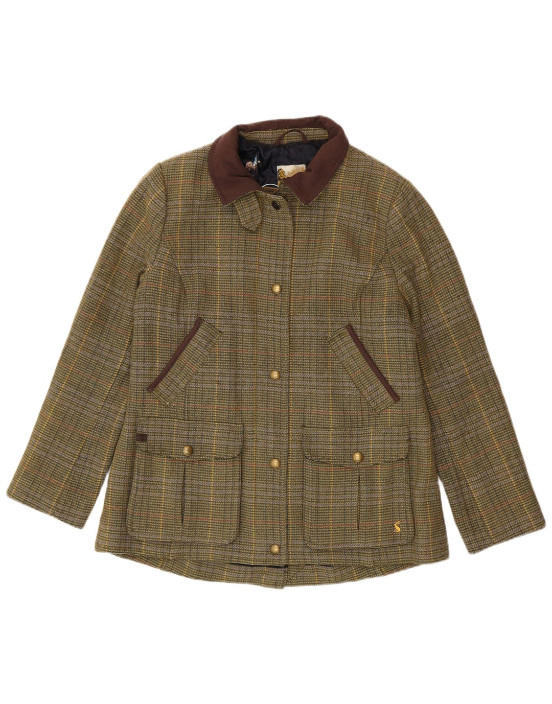 Jaqueta feminina Joules Country UK 16 grande lã xadrez verde