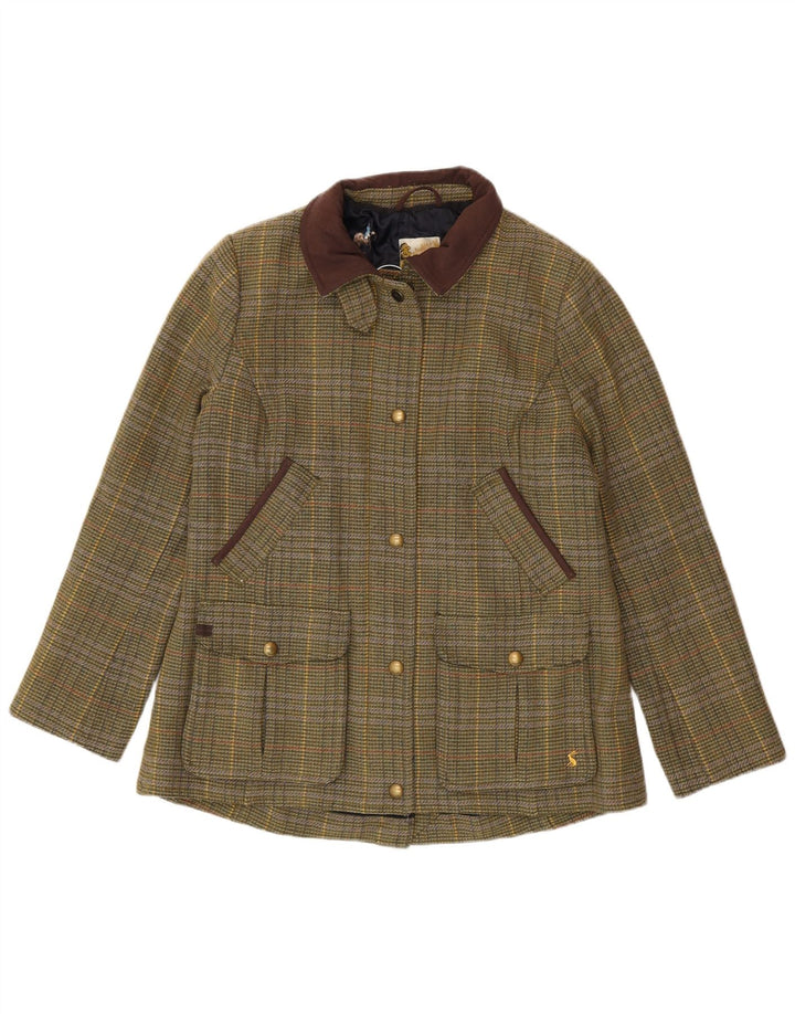 Jaqueta feminina Joules Country UK 16 grande lã xadrez verde