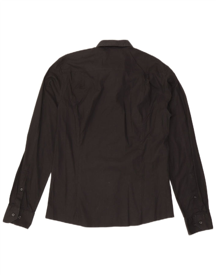 Camisa Slim Fit Masculina Hugo Boss Algodão Preto Médio