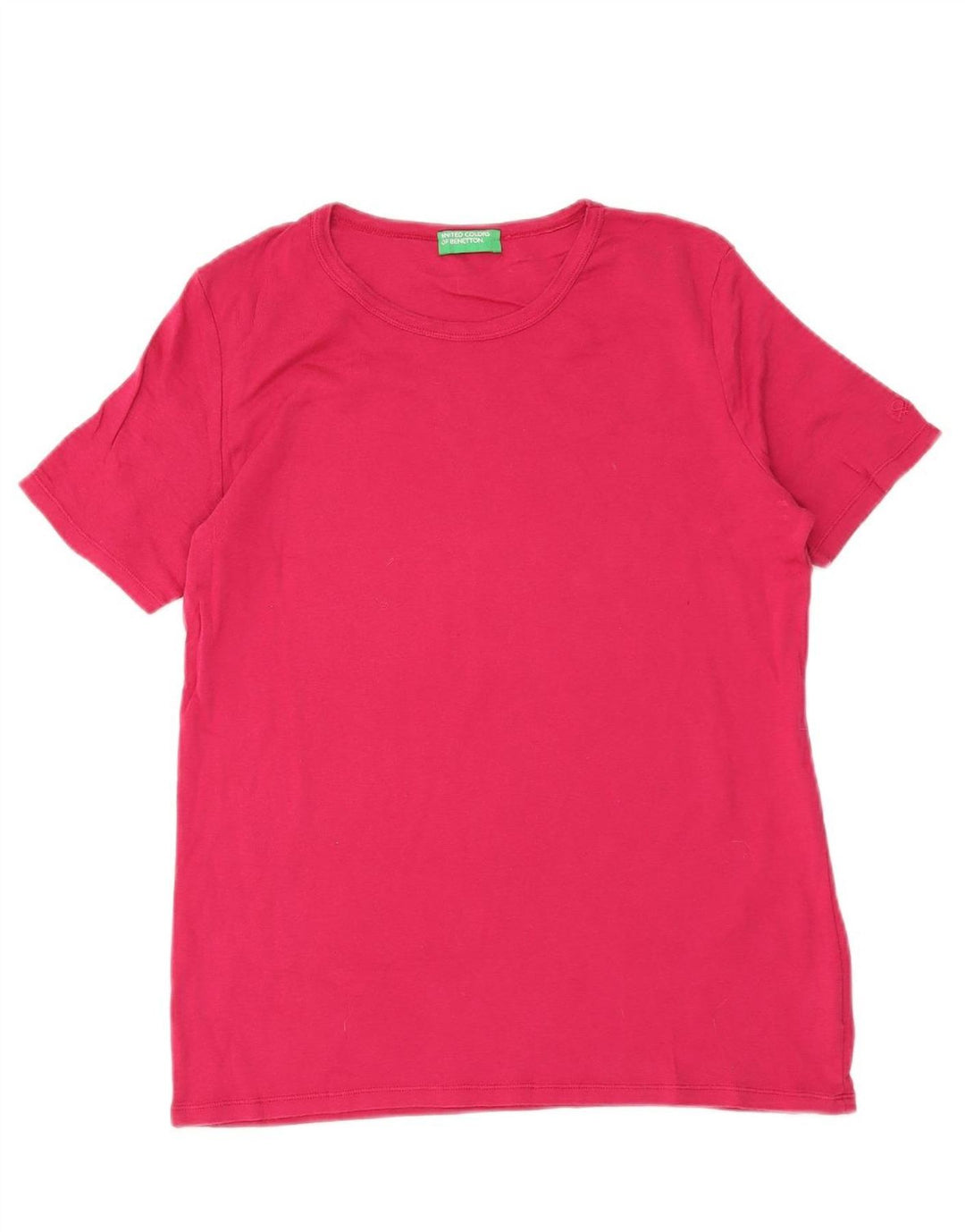 Camiseta feminina BENETTON UK 14 grande algodão rosa