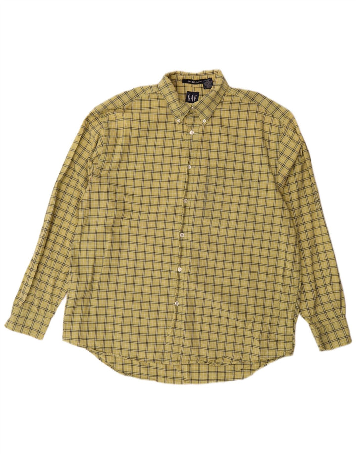 Camisa masculina Gap Loose Fit de algodão xadrez amarelo médio