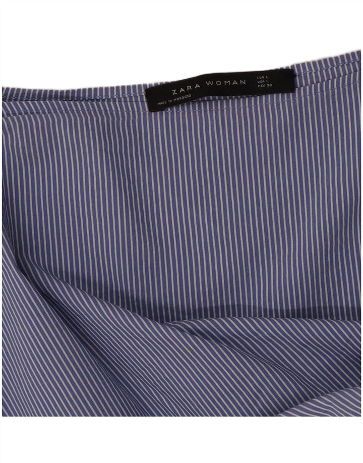 Zara blusa feminina manga 3/4 top UK 16 listrado azul grande