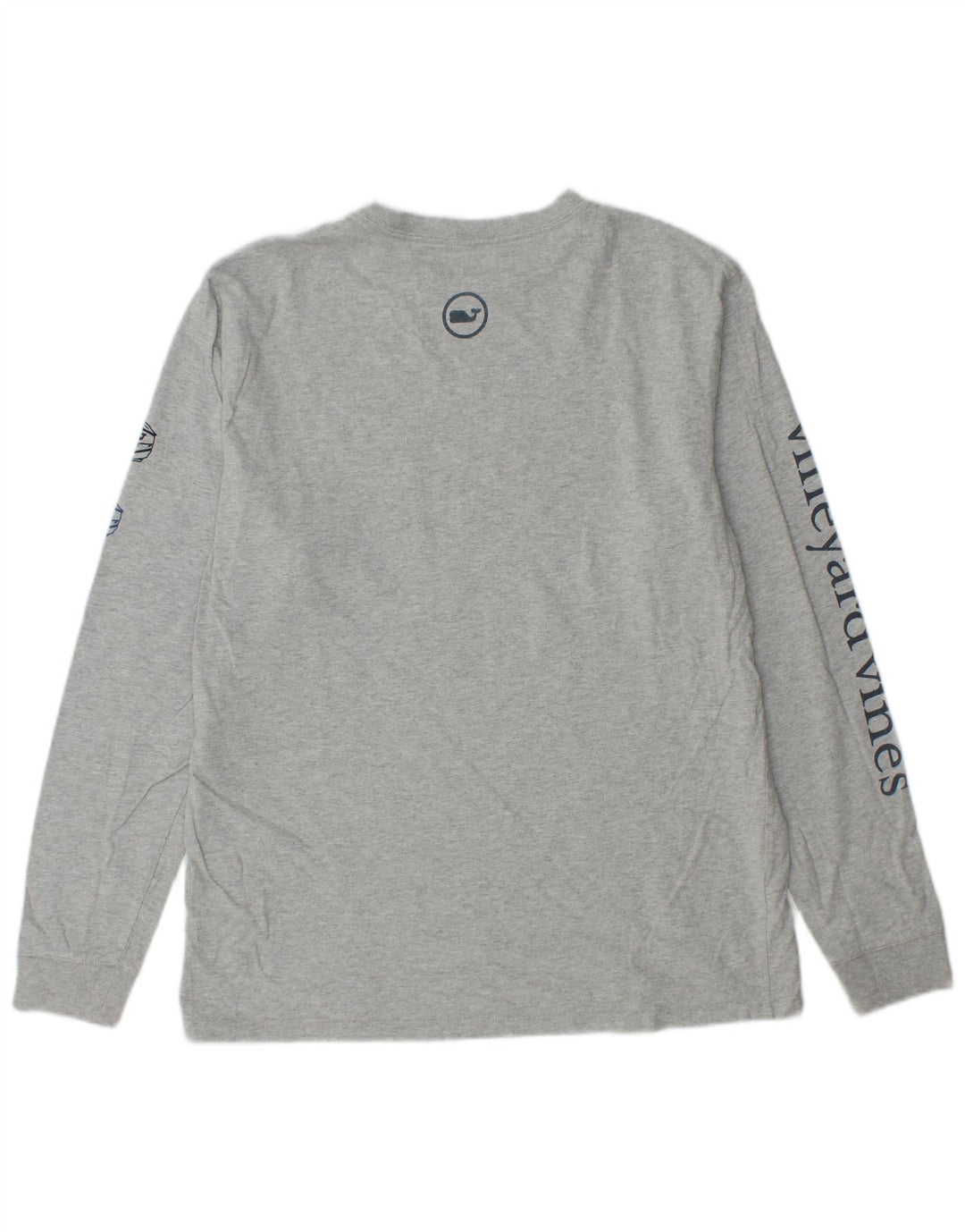 VINEYARD VINES Top gráfico masculino manga comprida pequeno algodão cinza
