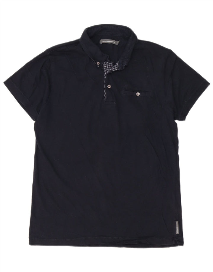 Camisa polo masculina French Connection de algodão azul marinho médio