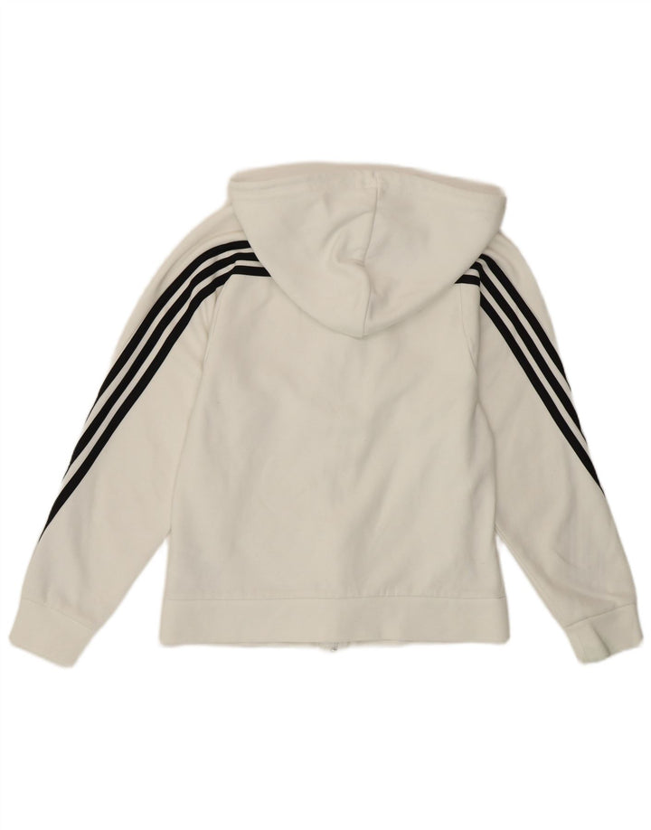 ADIDAS Womens Zip Hoodie Sweater UK 4/6 XS Branco Algodão