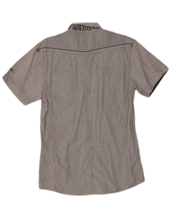 Camisa masculina de manga curta gráfica Jack & Jones grande algodão listrado cinza