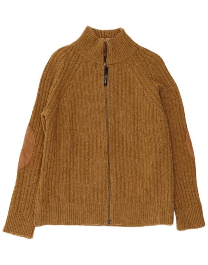 Woolrich Suéter Cardigan Masculino Pequeno Lã Marrom