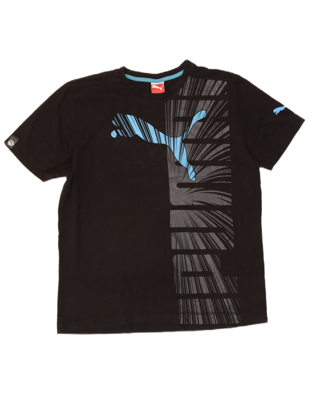 Puma Mens Graphic T-Shirt Top Grande Algodão Preto